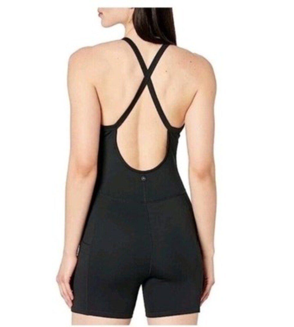 135 Prana Becksa Shortie Romper Jumpsuit Black Athletic Sz MEDIUM NWT